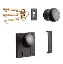 Signature Hardware Black Powder Coat Vertical Iron Privacy Rim Lock Set with Left Hand Knob 