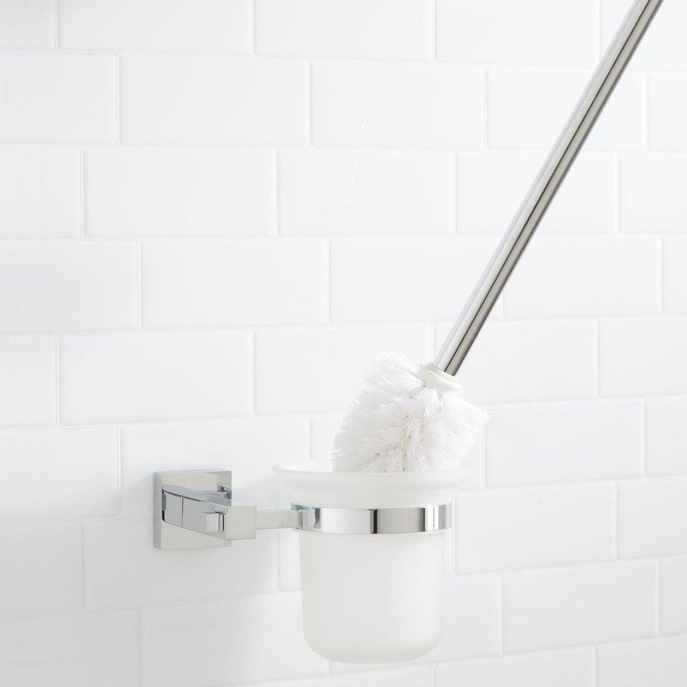 Signature Hardware Brushed Nickel 15 in. Toilet Brush Holder 