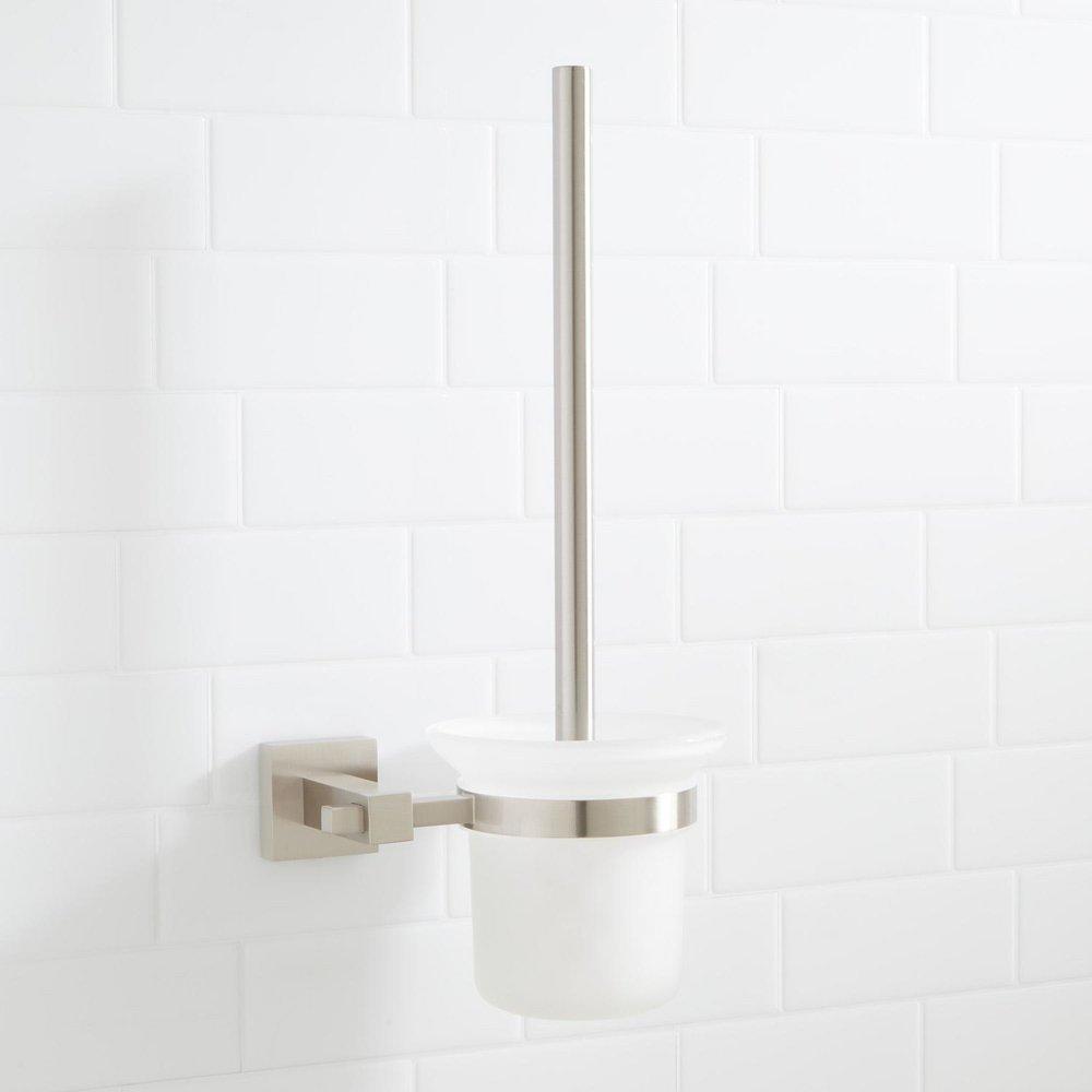 Signature Hardware Brushed Nickel 15 in. Toilet Brush Holder 