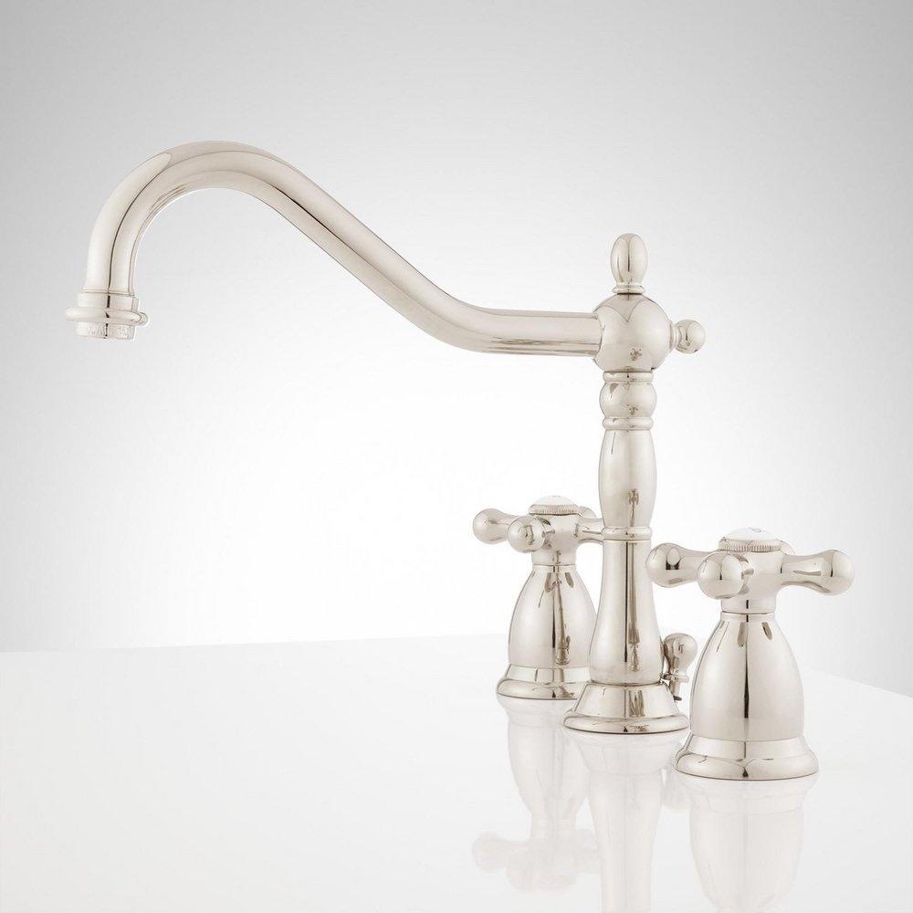 Signature Hardware Polished Nickel WIDESPREAD BATHROOM FAUCET 