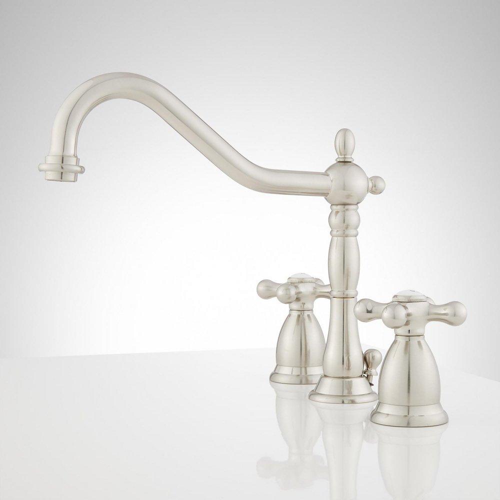 Signature Hardware Brushed Nickel WIDESPREAD BATHROOM FAUCET 