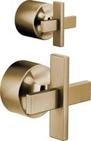 Pressure Balance Valve with Integrated Diverter Trim Cross Handle in Luxe Gold