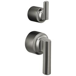 Pressure Balance Valve with Integrated Diverter Trim Lever Handle in Luxe Steel