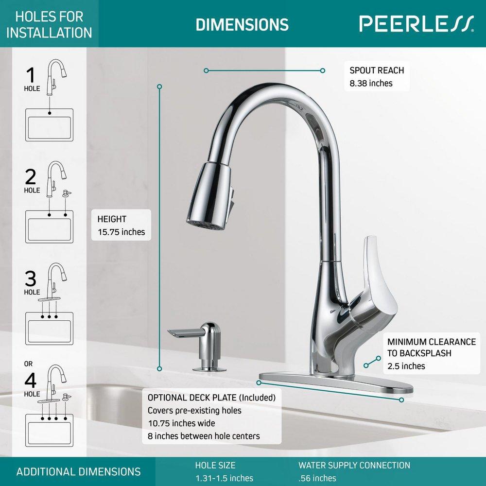 Peerless® Polished Chrome Single Handle Pull Down Kitchen Faucet 