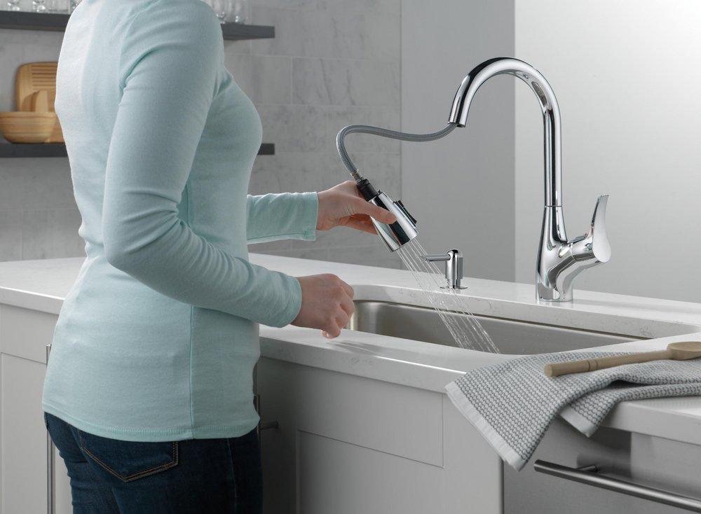 Peerless® Polished Chrome Single Handle Pull Down Kitchen Faucet 