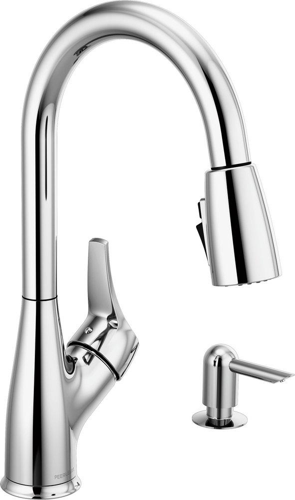 Peerless® Polished Chrome Single Handle Pull Down Kitchen Faucet 