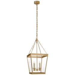 60W 4-Light Candelabra E-12 Incandescent Medium Square Outdoor Pendant in Antique Burnished Brass
