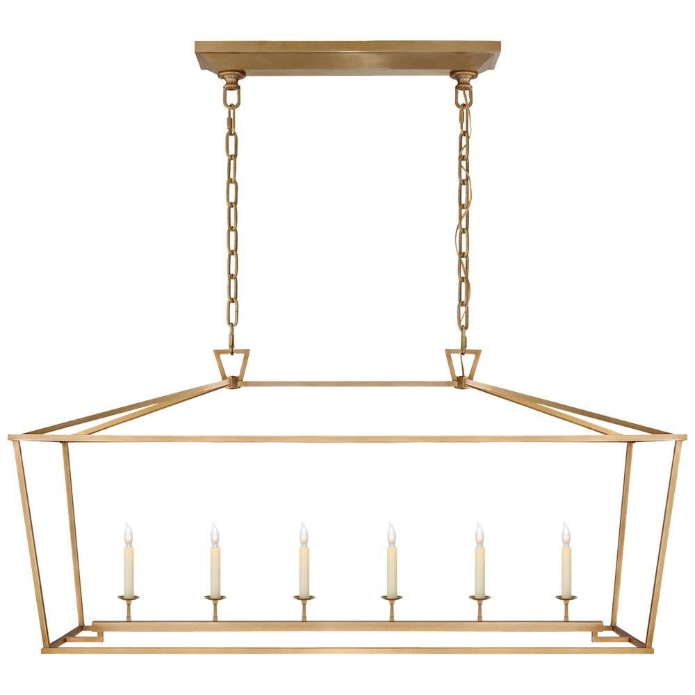 Visual Comfort & Co. Signature Antique Burnished Brass 60W 6-Light Candelabra E-12 Large Linear Outdoor Pendant 