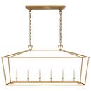 60W 6-Light Candelabra E-12 Large Linear Outdoor Pendant in Antique Burnished Brass