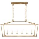 Visual Comfort & Co. Signature Antique Burnished Brass 60W 6-Light Candelabra E-12 Large Linear Outdoor Pendant 