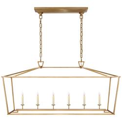60W 6-Light Candelabra E-12 Large Linear Outdoor Pendant in Antique Burnished Brass