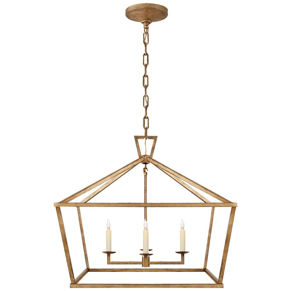 Visual Comfort & Co. Signature Gilded Iron 60W 4-Light Candelabra E-12 Medium Wide Outdoor Pendant 