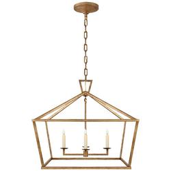 60W 4-Light Candelabra E-12 Medium Wide Outdoor Pendant in Gilded Iron