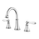 Pfister Polished Chrome Deck Mount Widespread Bathroom Sink Faucet with Double Lever Handle 