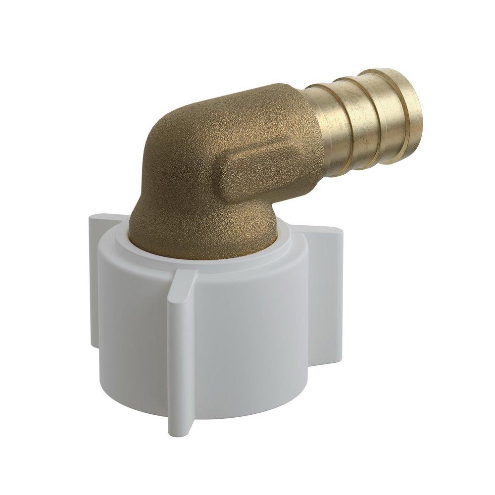 1/2 in. Brass PEX Crimp x FIP 90&deg; Elbow with Poly Swivel Nut image number 0