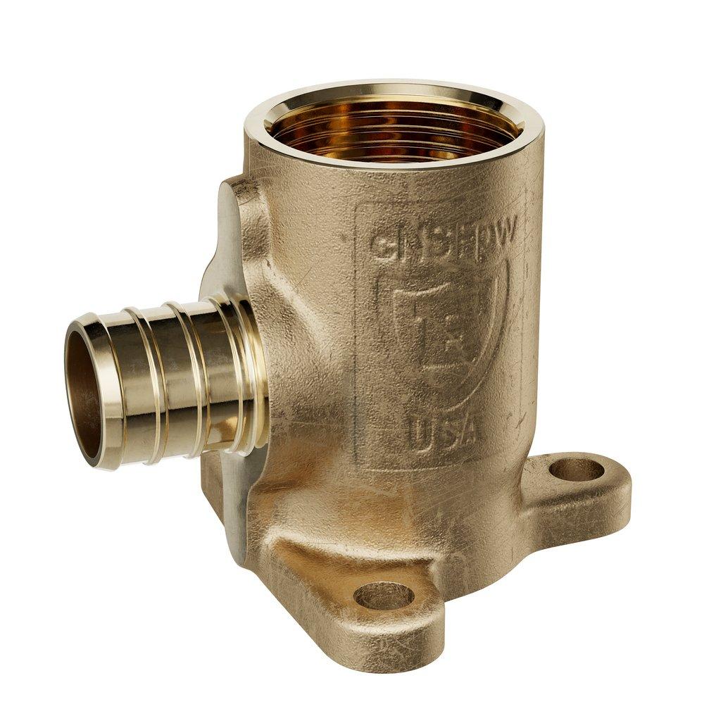 Jones Stephens Brass Brass PEX Crimp x FPT 90° Drop Ear Elbow 