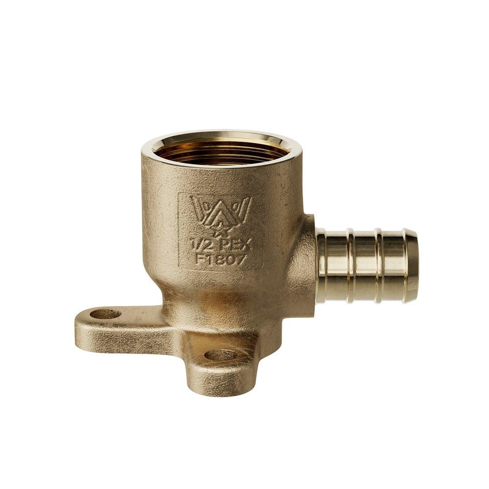 Jones Stephens Brass Brass PEX Crimp x FPT 90° Drop Ear Elbow 