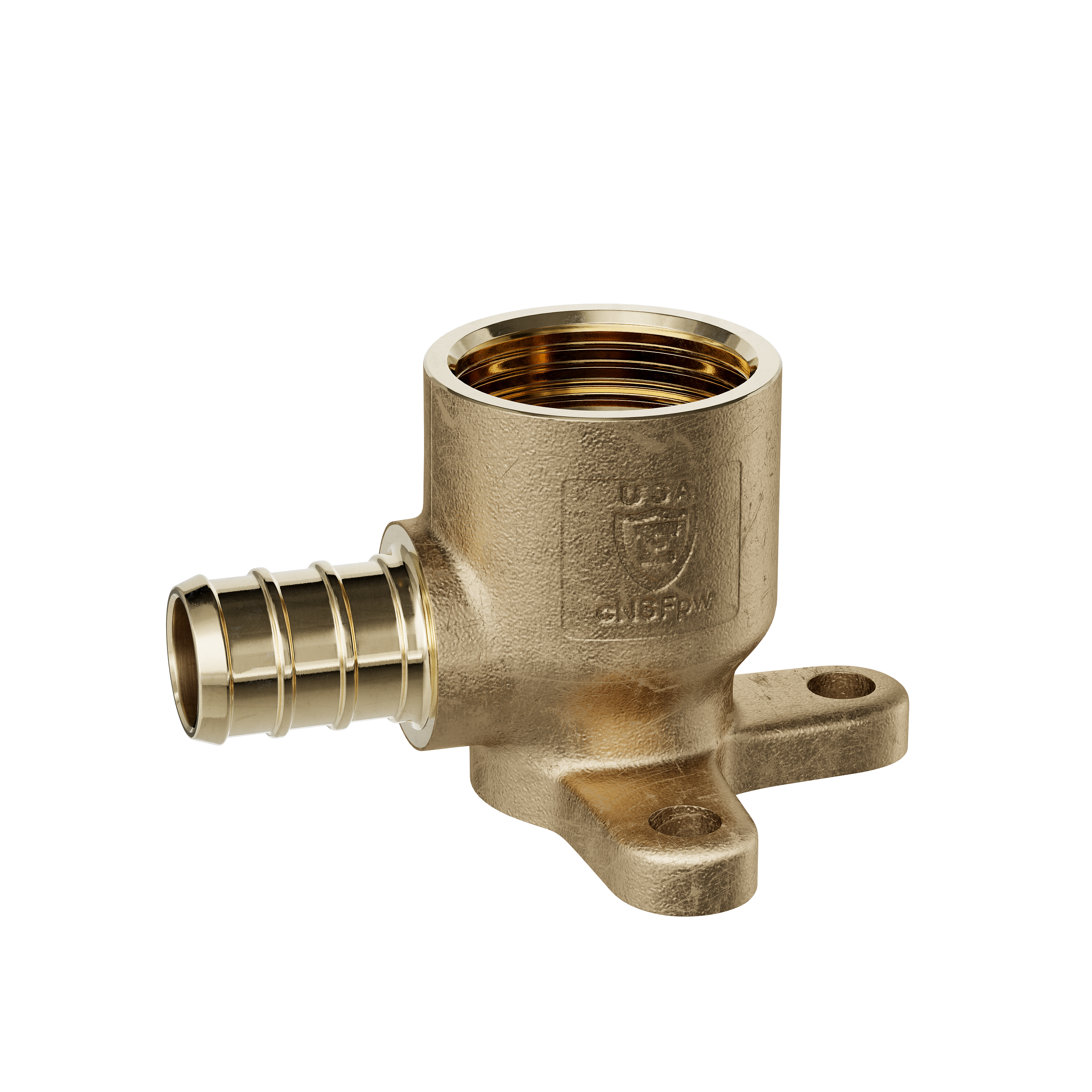 Jones Stephens Brass PEX x FIP Brass Drop Ear 90 Degree Elbow 