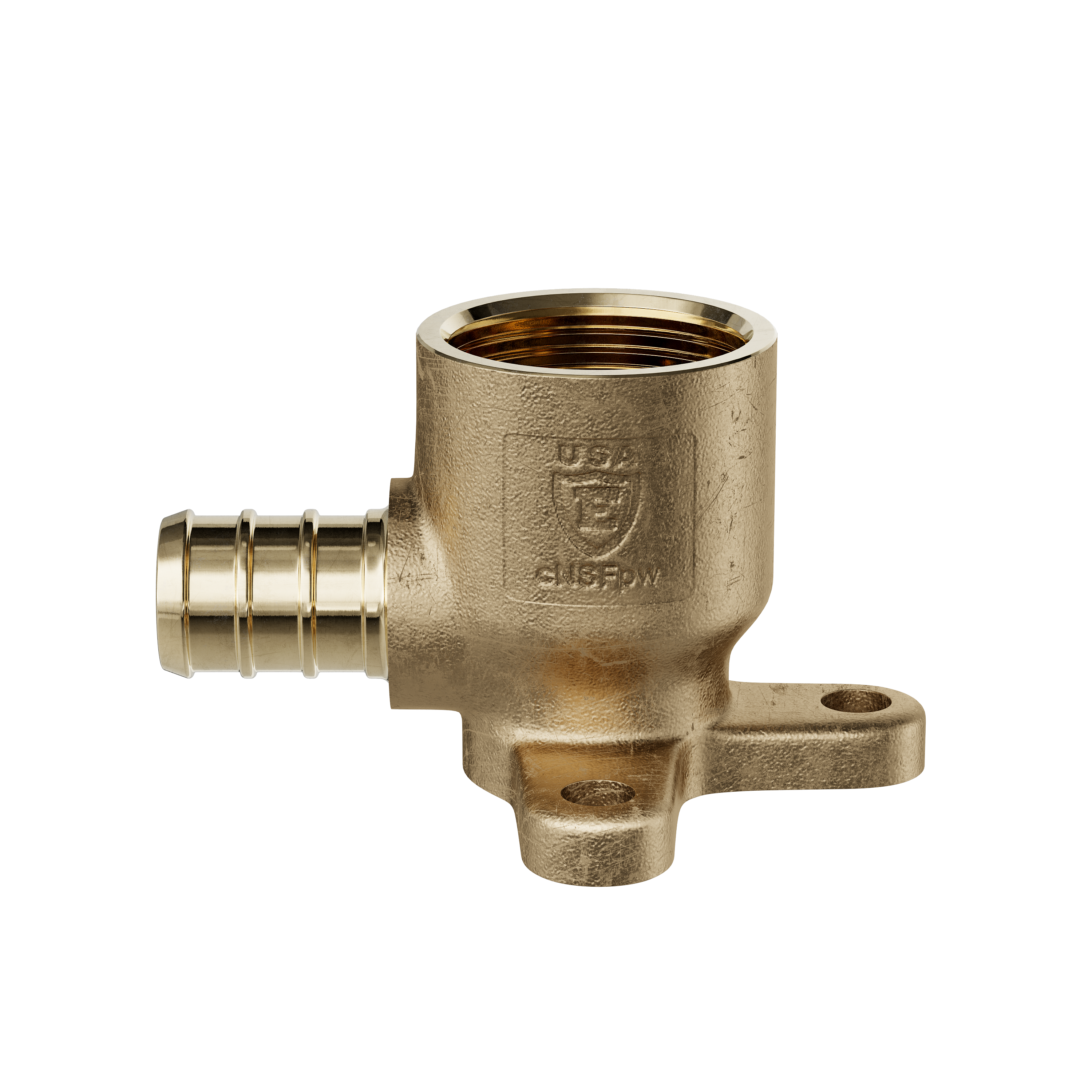 Jones Stephens Brass PEX x FIP Brass Drop Ear 90 Degree Elbow 