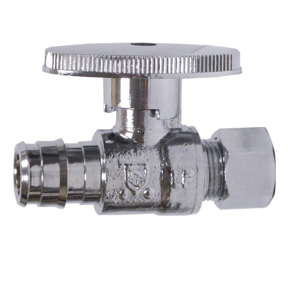 Jones Stephens Chrome Plated PEX x Compression Supply Stop Valve in Chrome Plated 