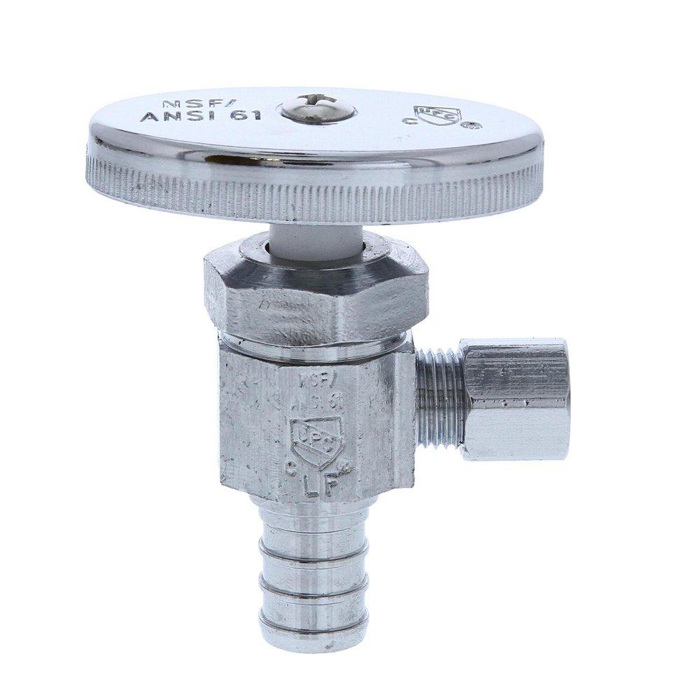 1/2 in. PEX x 1/4 in. OD Chrome Plated Multi-Turn Supply Stop, Angle 
