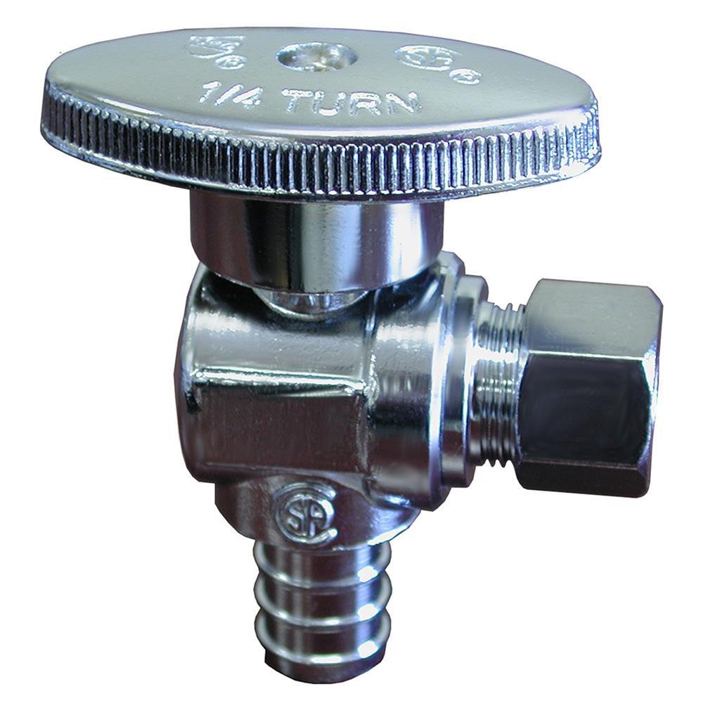Jones Stephens Chrome Plated Crimp PEX x Compression Oval Angle Supply Stop Valve in Chrome 