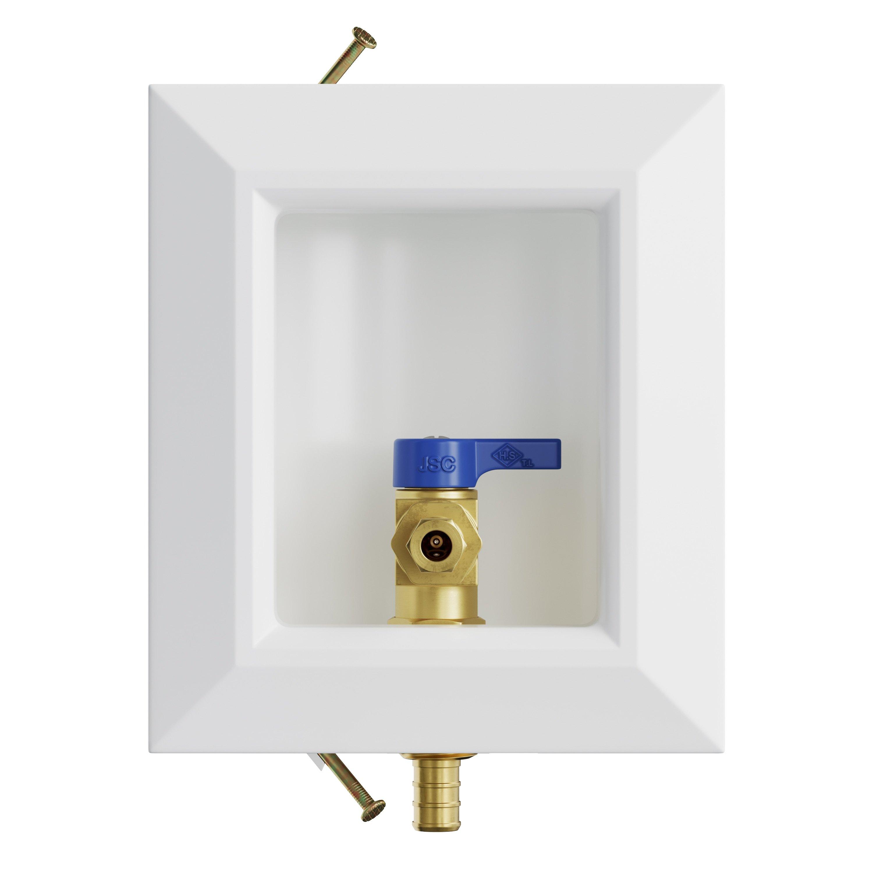 Jones Stephens White Quarter Turn Valve 1/2 in. Ice Maker Supply Box 