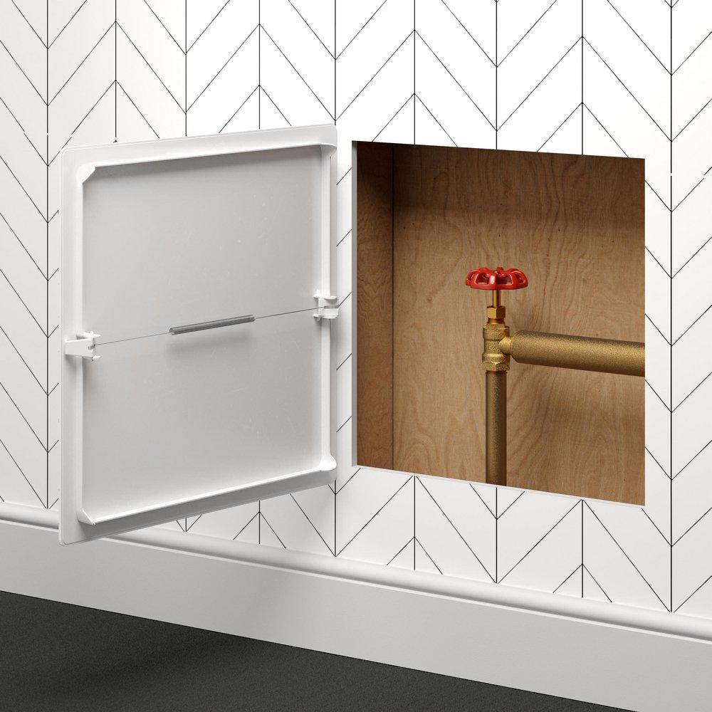 Jones Stephens White Spring Loaded Plastic Access Panel in White 