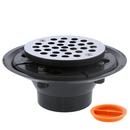 2 x 3 in. PVC Shower Drain with 2 in. PVC Spud and 4 in. Round Stainless Steel Strainer with Test Plug 