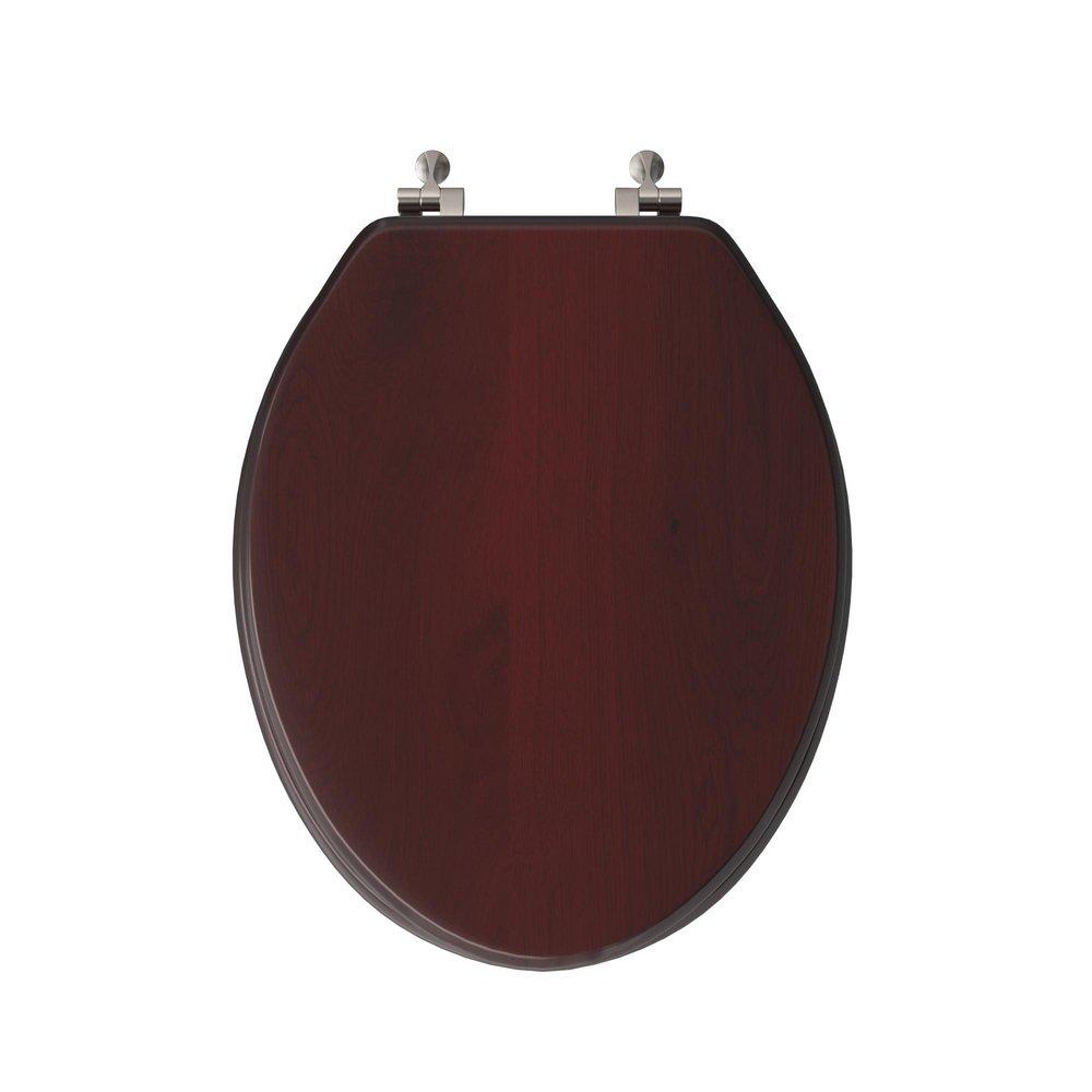 Elongated Closed-Front Toilet Seat and Lid in Mahogany Wood with Piano Finish 