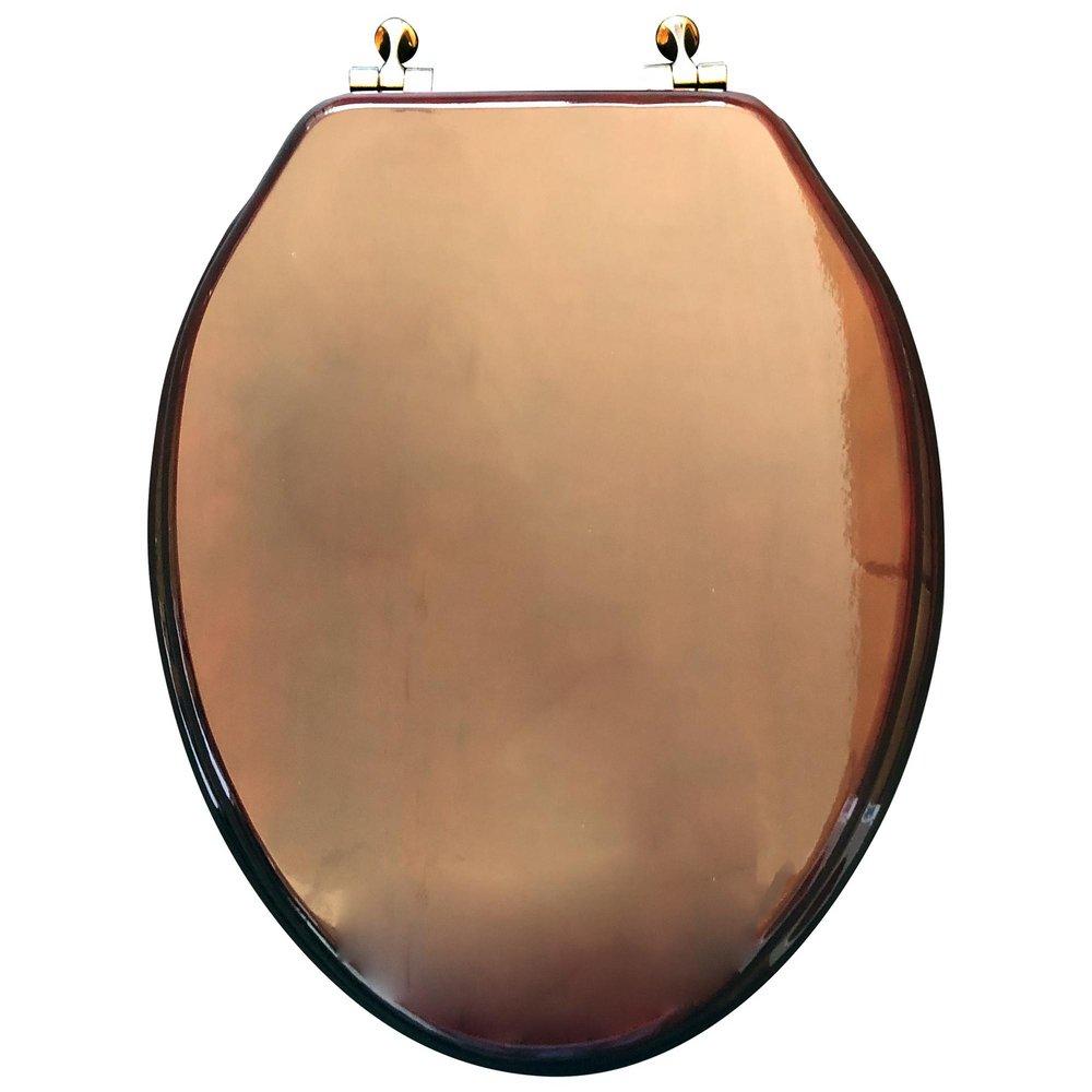 Elongated Closed-Front Toilet Seat and Lid in Mahogany Wood with Piano Finish 