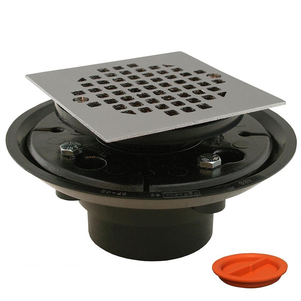 2X3 ABS SHR/FLR DRN W/4-1/4 SQ CP STR WITH TEST PLUG 