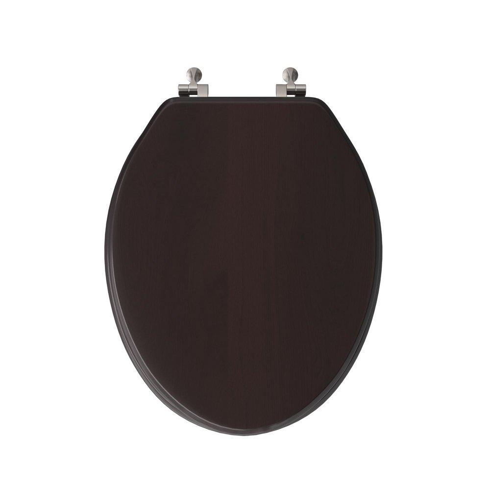 Elongated Closed Front Wood Toilet Seat in Dark Brown 