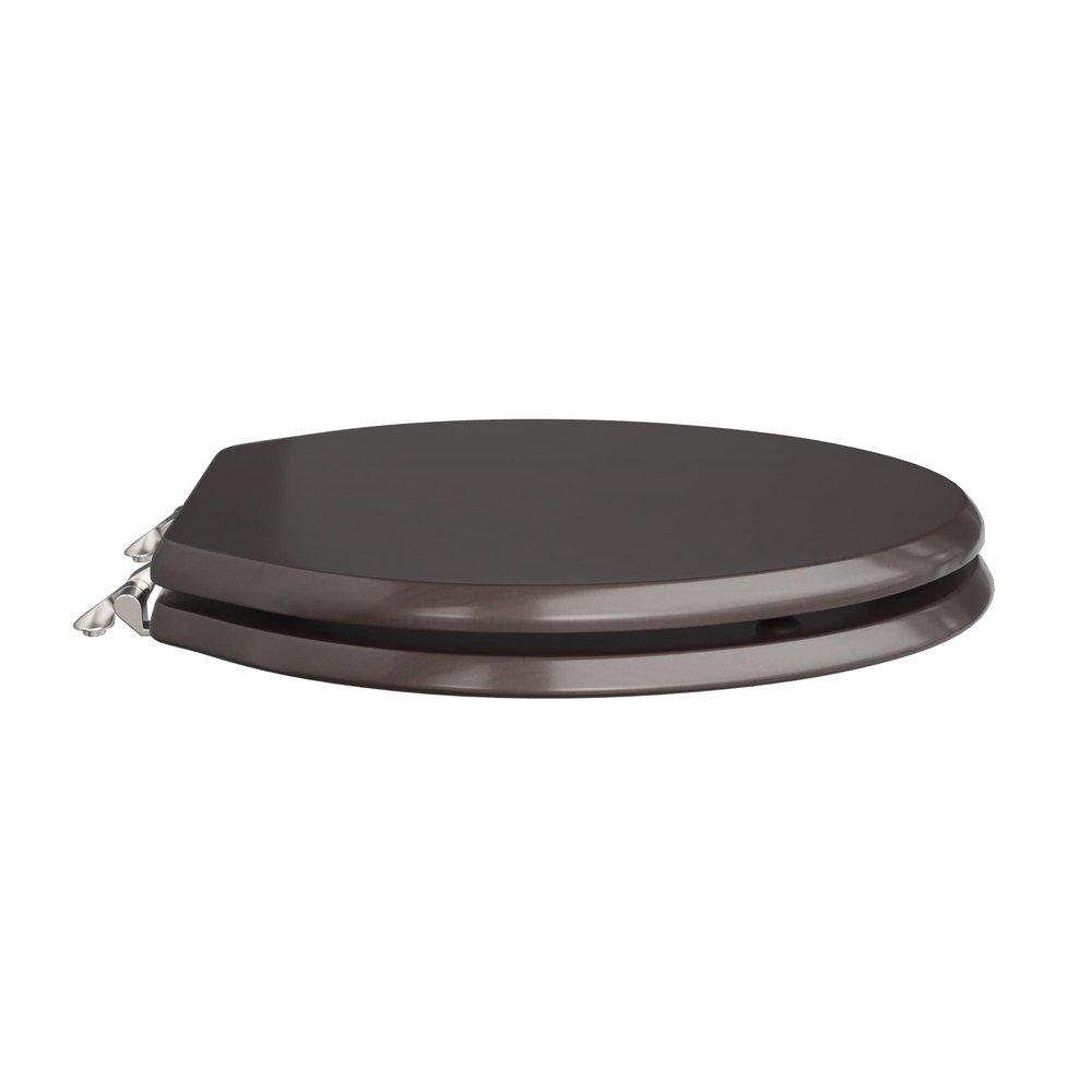 Elongated Closed Front Wood Toilet Seat in Dark Brown 
