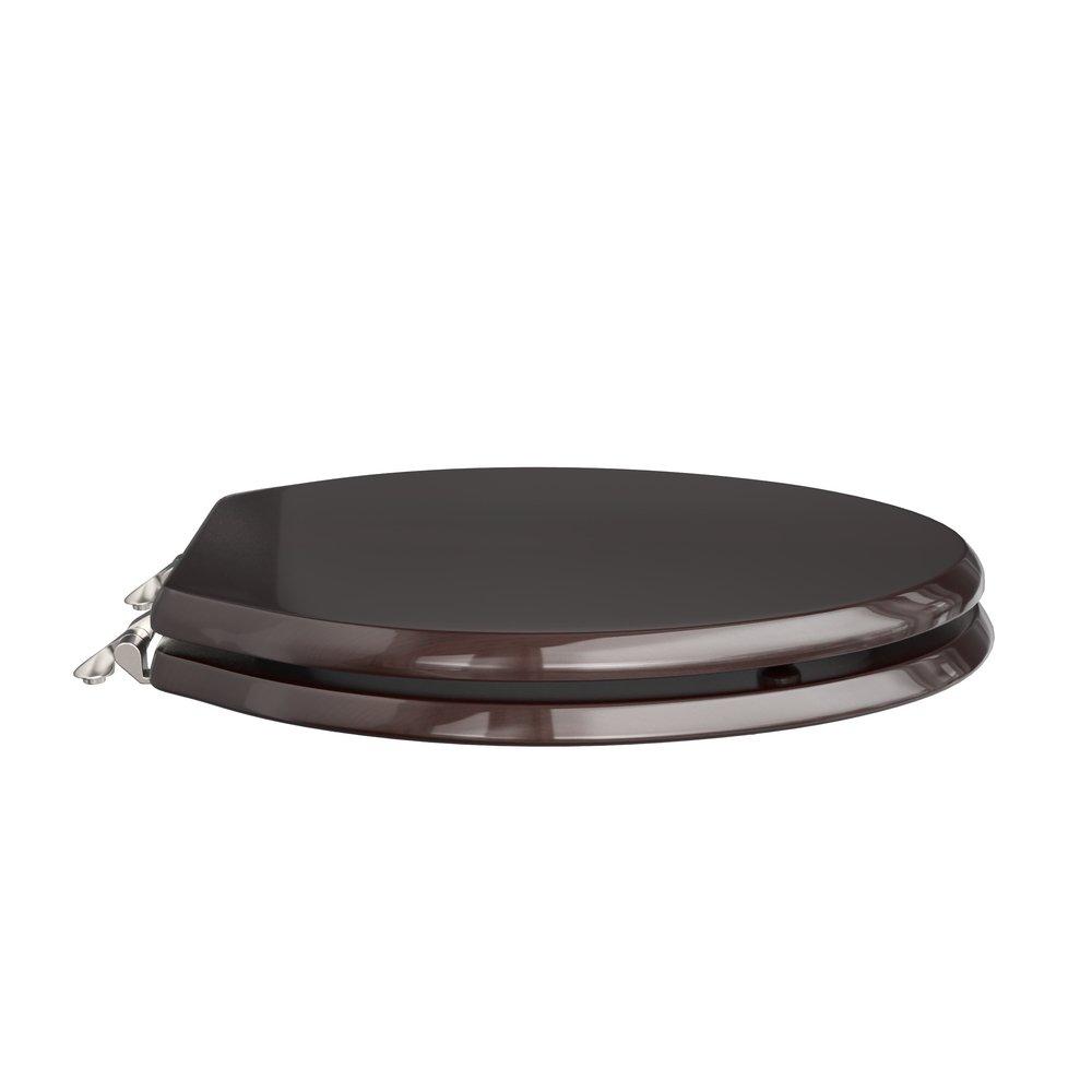 Elongated Closed Front Wood Toilet Seat in Dark Brown 