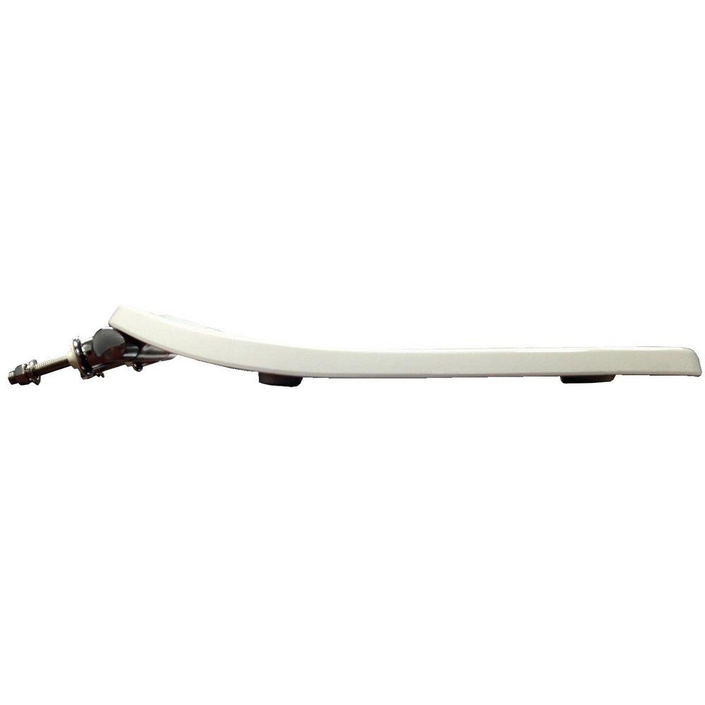 EZ Close&reg; Commercial Plastic Seat, White, Chrome Hinge, Elongated Open Front Less Cover 