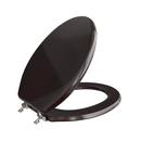 Designer Wood Seat with Piano Finish, Dark Brown Finish, Brushed Nickel Hinge, Elongated Closed Front with Cover