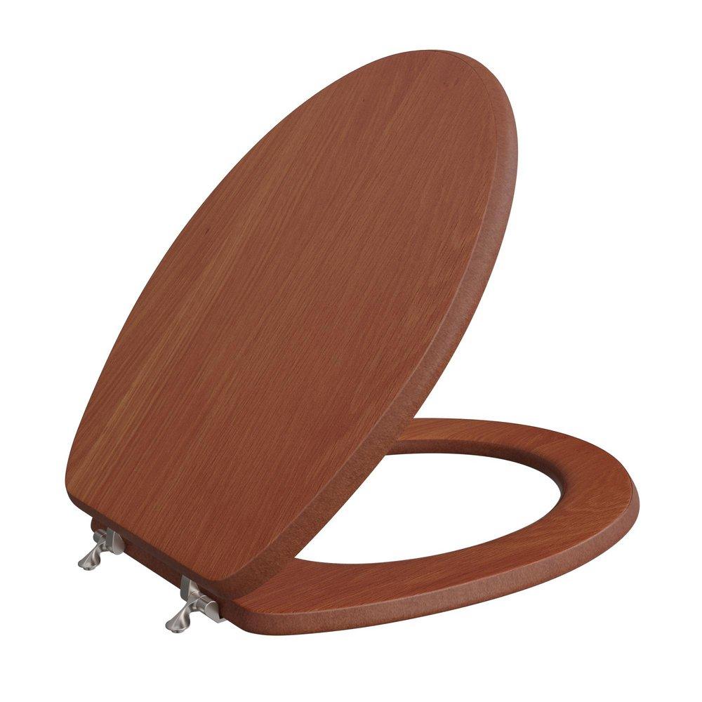Elongated Closed-Front Toilet Seat and Lid in Cherry Wood image number 1