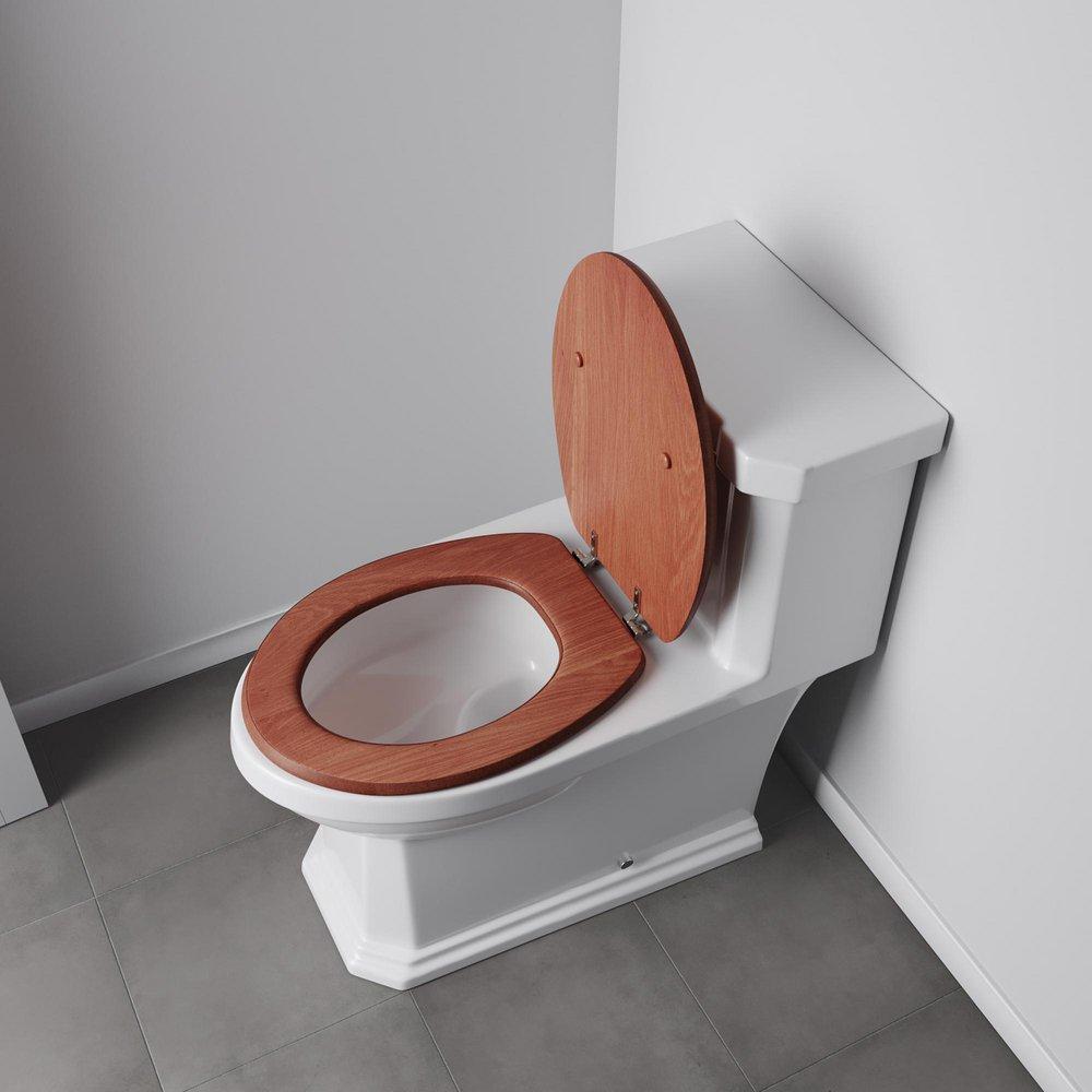 Elongated Closed-Front Toilet Seat and Lid in Cherry Wood 