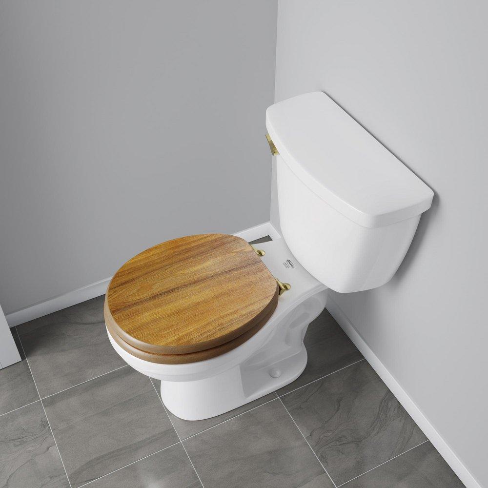 Round Wood Closed Front Toilet Seat in Light Oak 