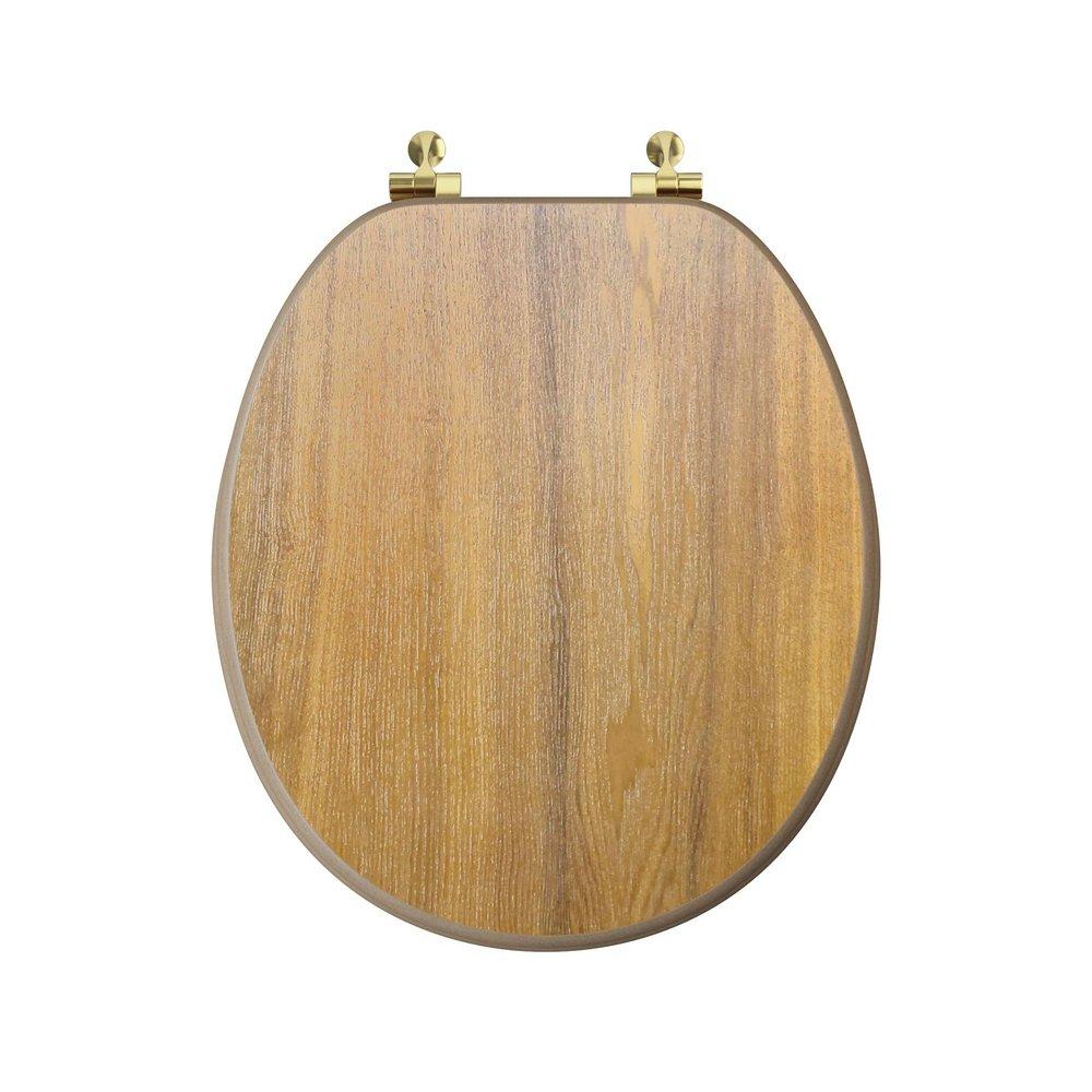 Round Wood Closed Front Toilet Seat in Light Oak 