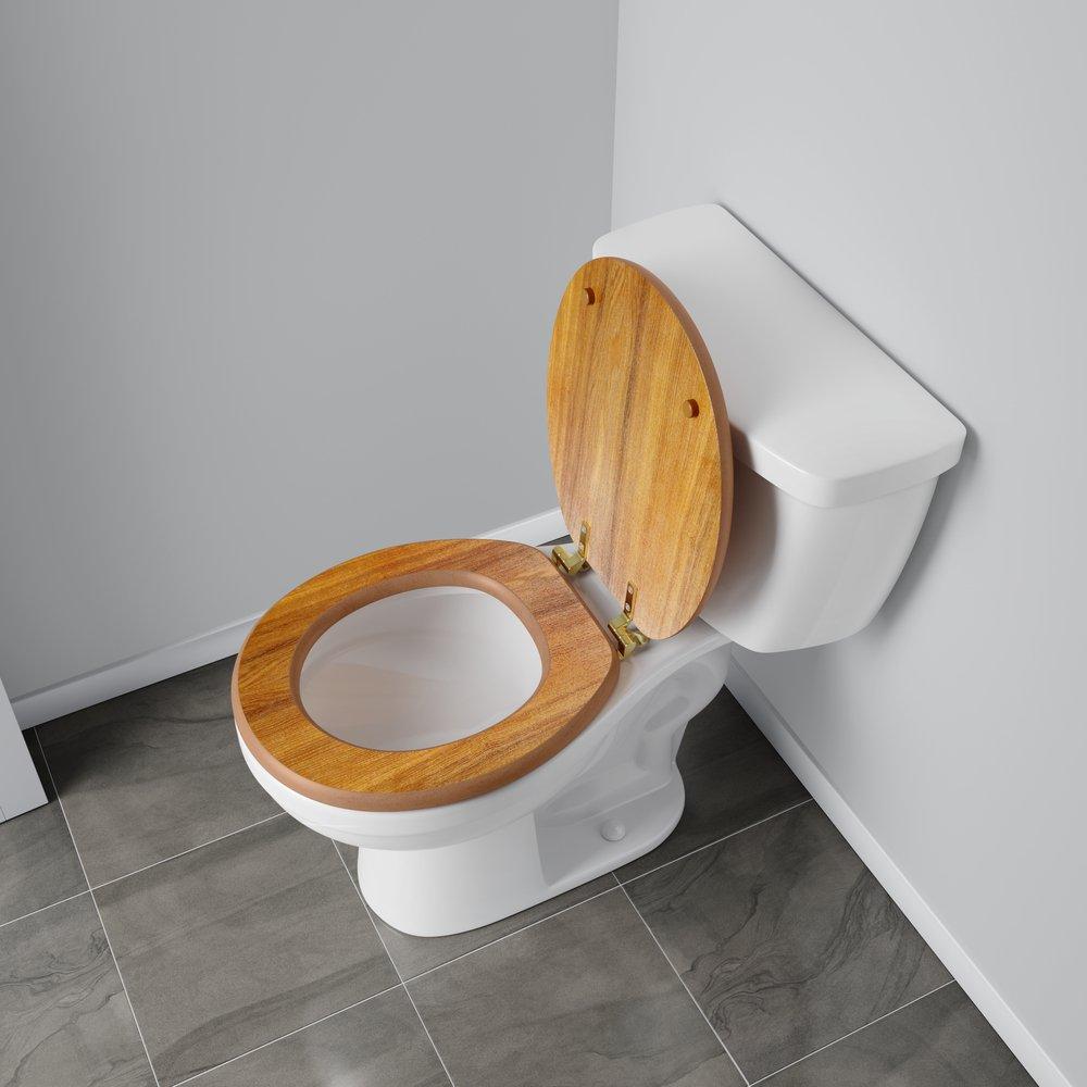 Round Wood Closed Front Toilet Seat in Light Oak 