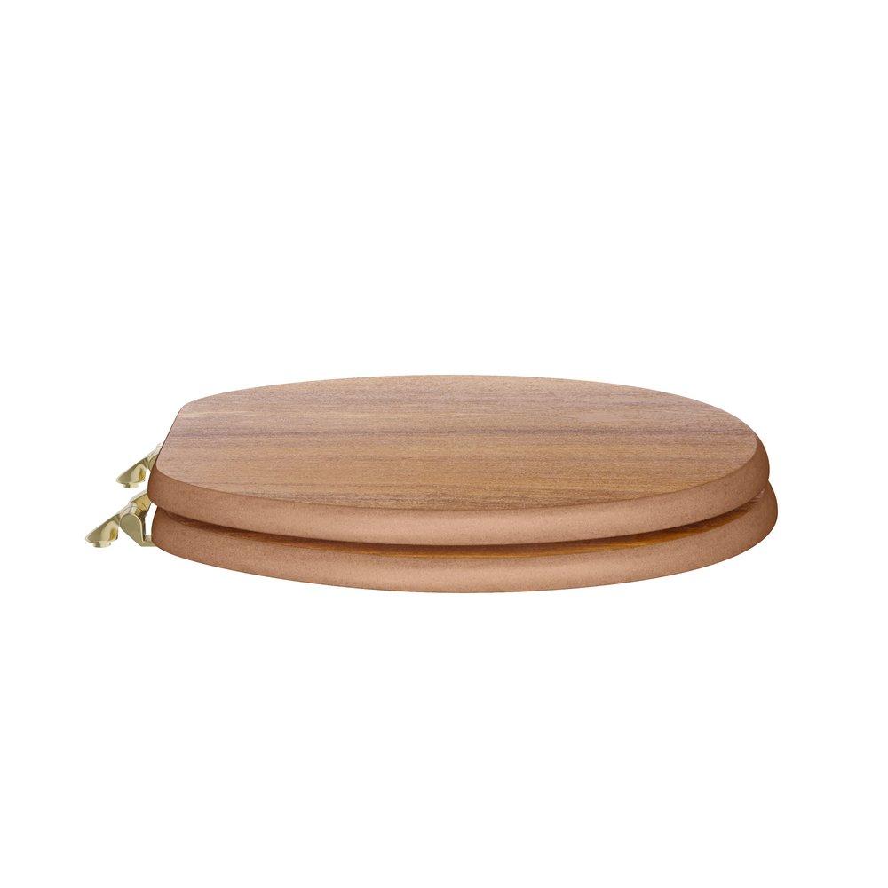 Round Wood Closed Front Toilet Seat in Light Oak 