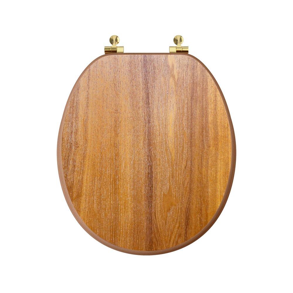 Round Wood Closed Front Toilet Seat in Light Oak 