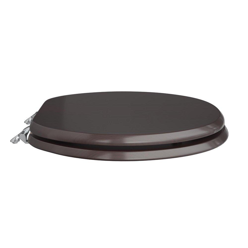 Round Wood Closed Front Toilet Seat in Dark Brown Oak 