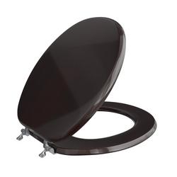 Round Wood Closed Front Toilet Seat in Dark Brown Oak