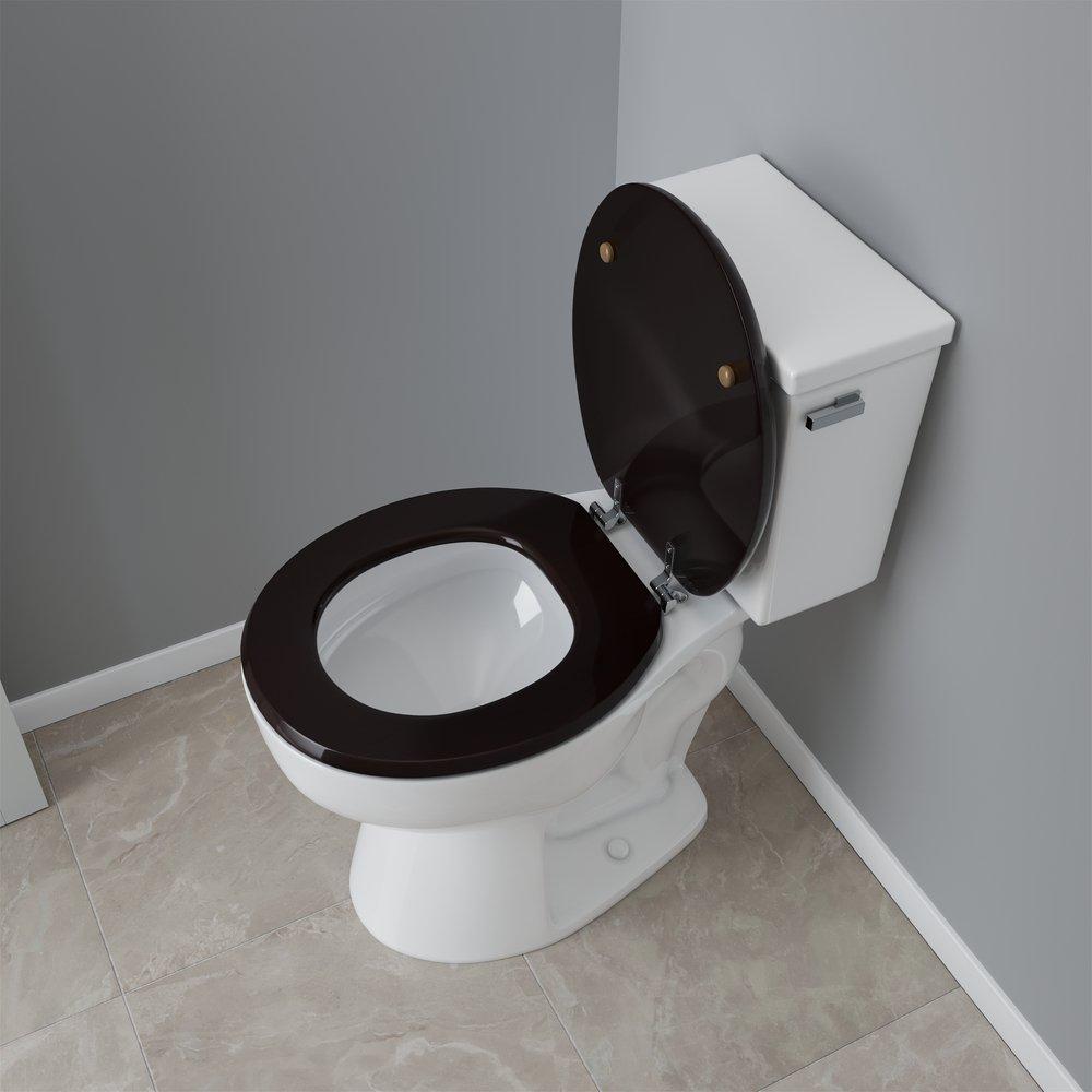 Round Wood Closed Front Toilet Seat in Dark Brown Oak 