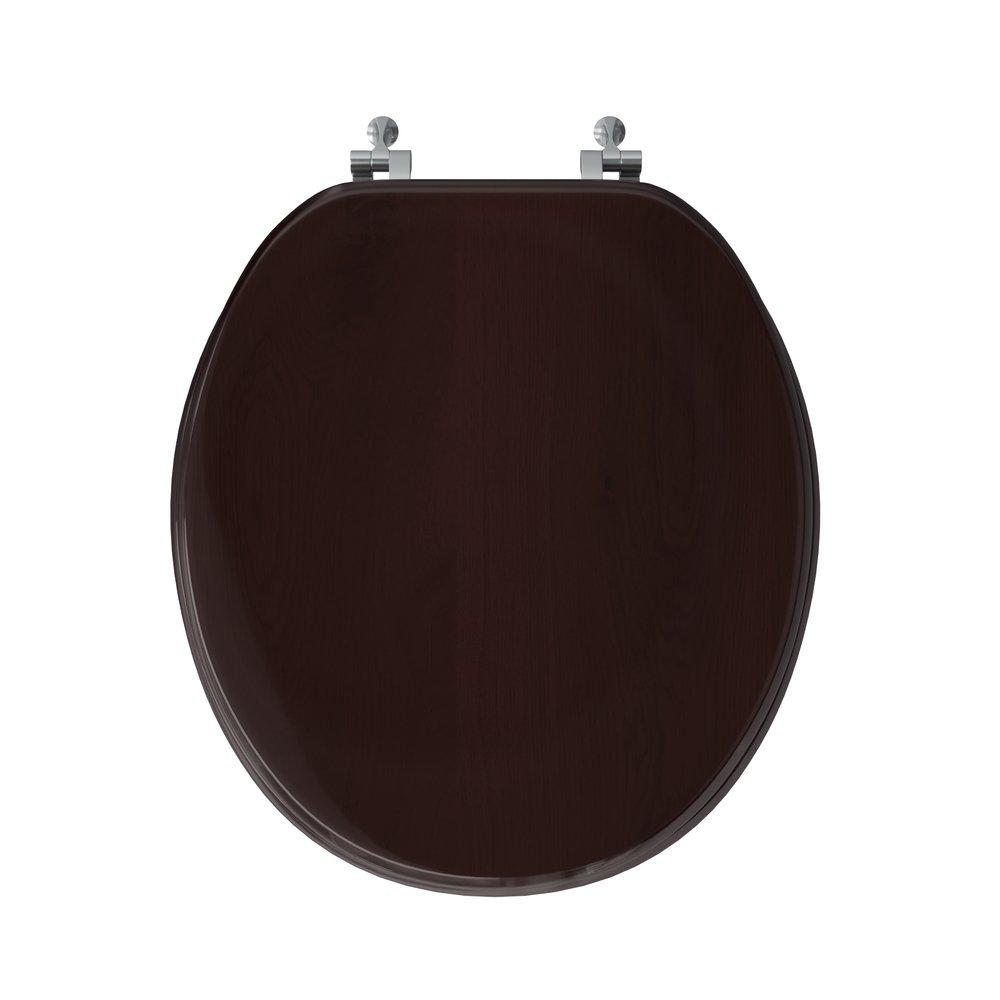 Round Wood Closed Front Toilet Seat in Dark Brown Oak 