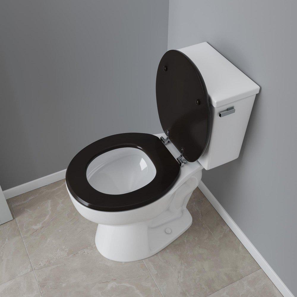 Round Wood Closed Front Toilet Seat in Dark Brown Oak 