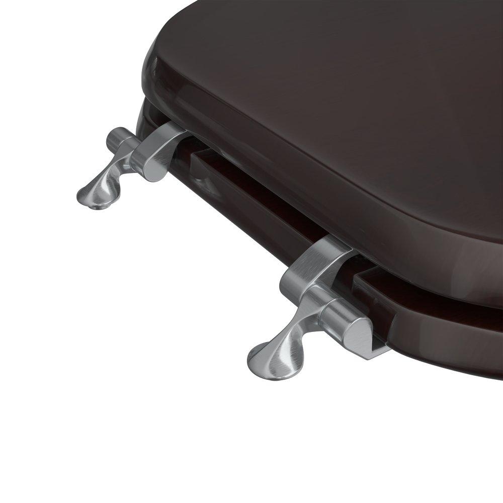 Round Wood Closed Front Toilet Seat in Dark Brown Oak 